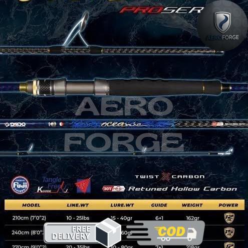 Joran Daido Oceanic Pro Series 240 270 300 Carbon Hollow Ring Fuji Joran Pancing Pinggir Laut alat -
