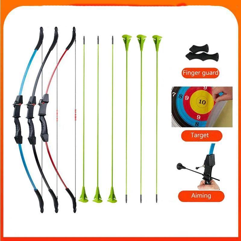 15lbs Kids Take Down Recurve Bow Children Shooting Game Toy Bow 6pcs Suction Sucker Arrow Silicone F