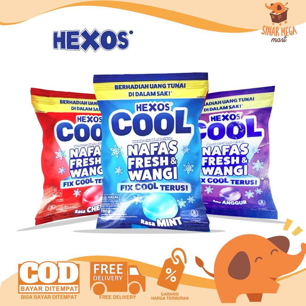 HEXOS Cool 100g Mint, Cherry, Anggur | Permen Hexos 100g Nafas Fresh & Wangi Fix Cool Terus