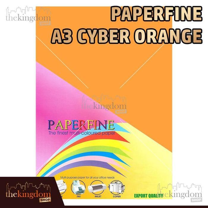 Paperfine Kertas HVS Warna A3 Cyber Orange Oren Orens Isi 100 Lembar Kode Warna 371
