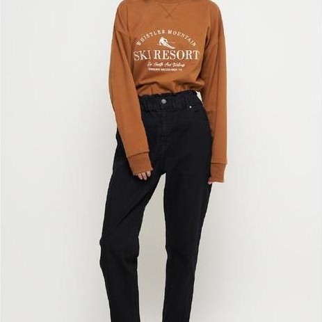 Emba Ladies - Zora Celana Panjang Jeans Wanita Warna Jet Black