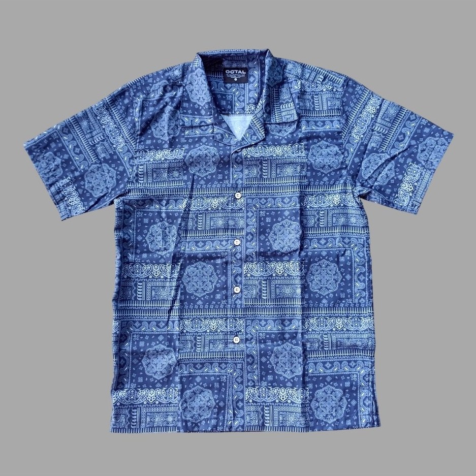 OCTAL Bandana Paisley Open Collar Short Sleeve Shirt