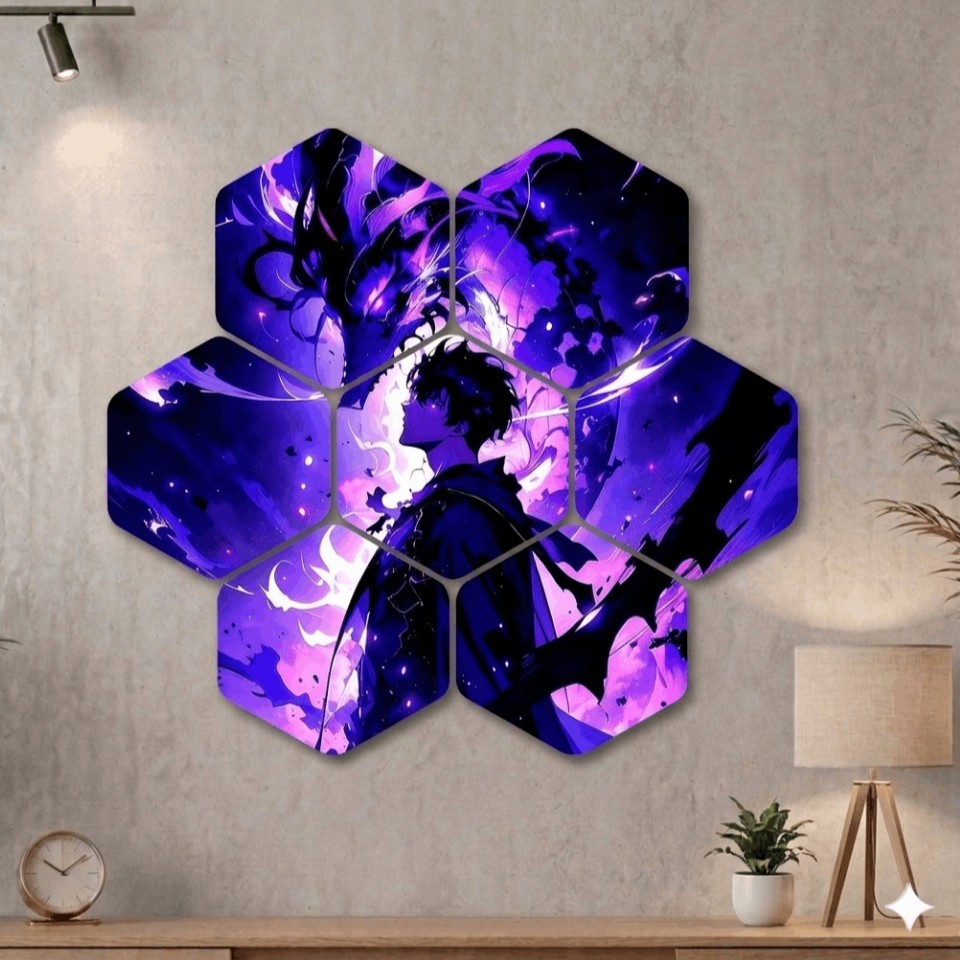 Hiasan Dinding Hexagon 7set Series Solo Leveling Epoxy Resin Super Glossy