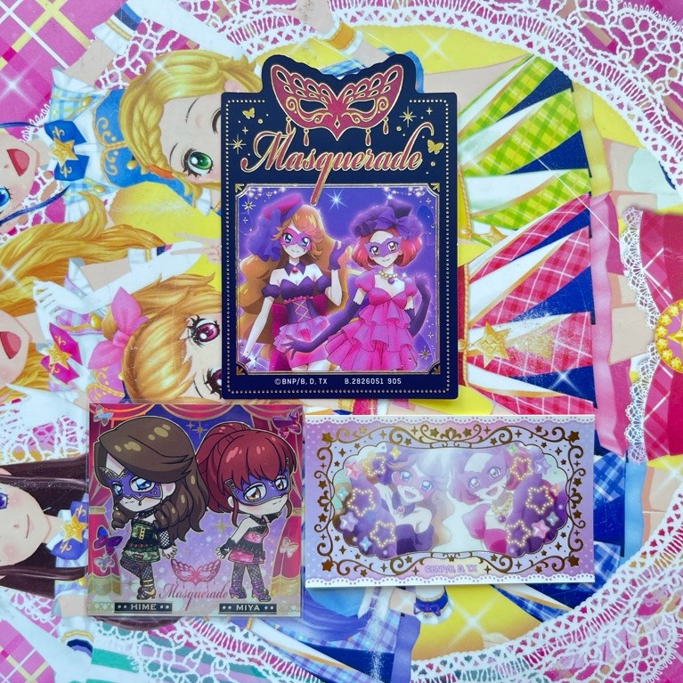 Sticker Kartu Aikatsu Masquerade Official Merchandise Hime Miya Orihime Mitsuishi Ringo Hoshimiya Or