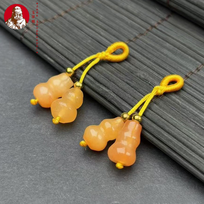 Giok sutra emas alami, aksesori giok labu, aksesori liontin DIY