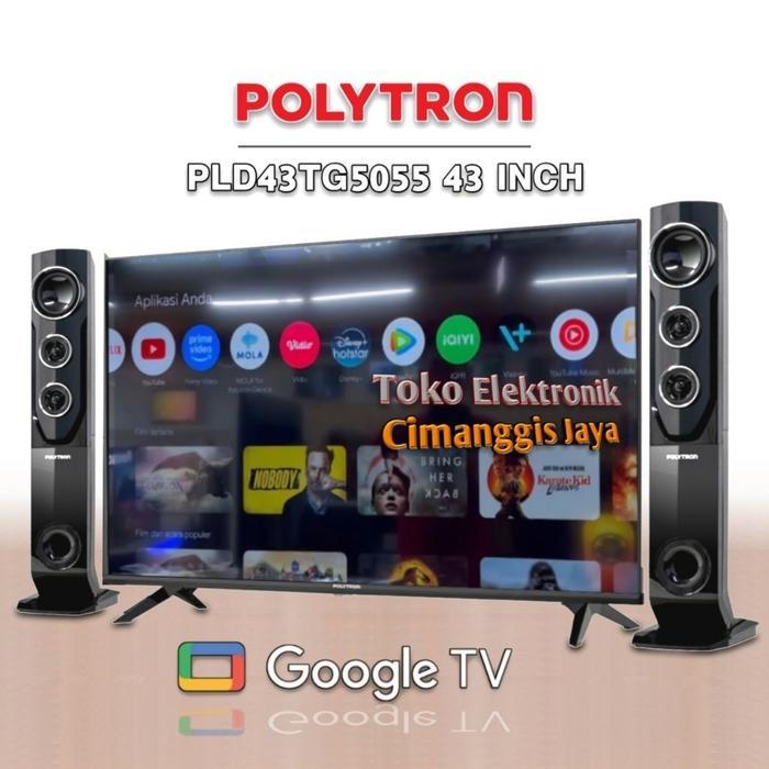 New Google Android smart tv led Polytron 43 inch cinemax PLD43TG5055 Google tv - Packing kayu, Tanpa