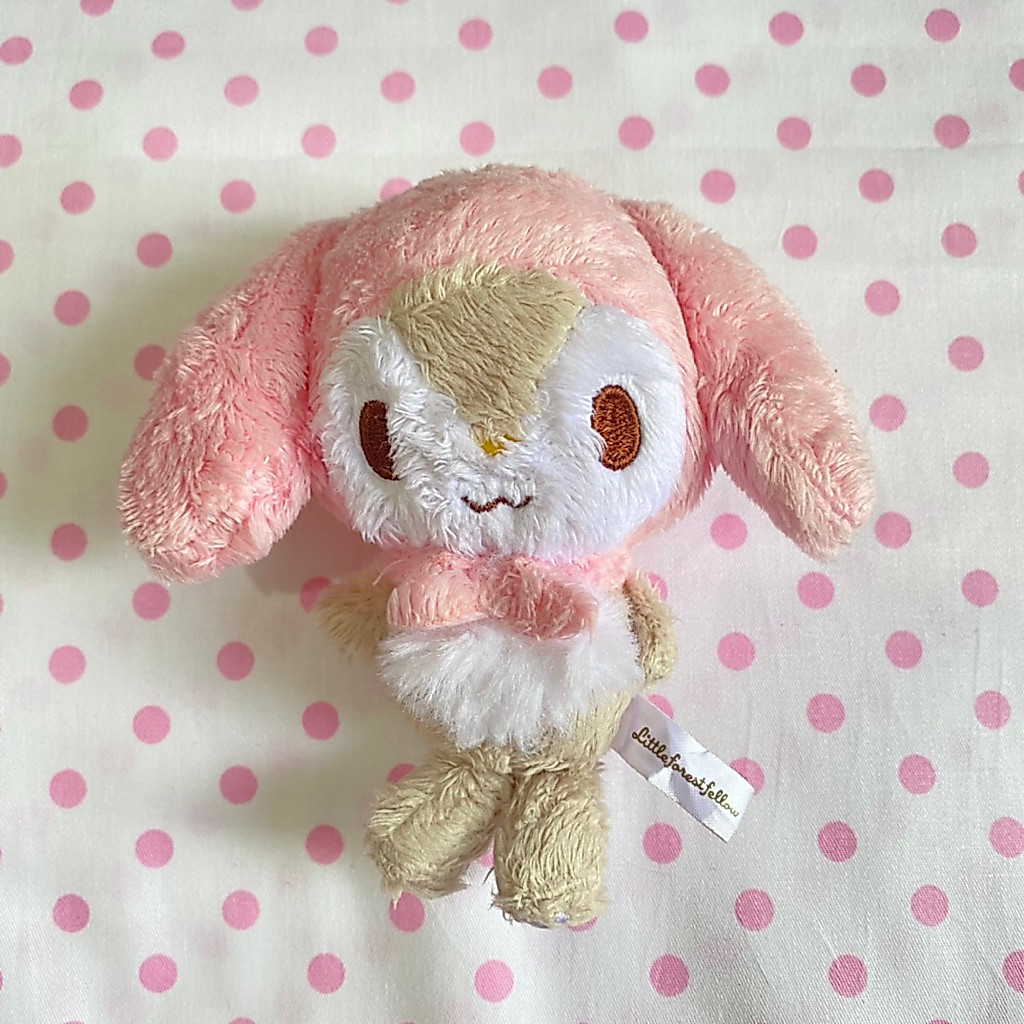 RARE Sanrio Little Forest Fellow Pink Plush Keychain Gantungan Kunci