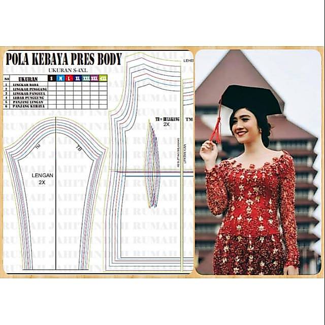 pola baju pola jahit KEBAYA MODERN PRES BODY