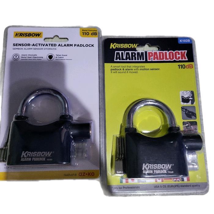 gembok alarm 110db krisbow dengan 3 kunci / padlock