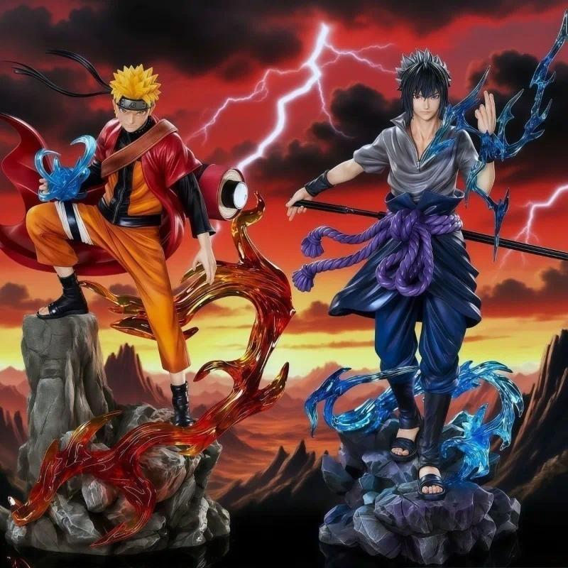 Figur Anime Naruto Baru 22cm, Patung Aksi Uzumaki Naruto Uchiha Sasuke, Patung PVC, Hiasan Meja, Mod