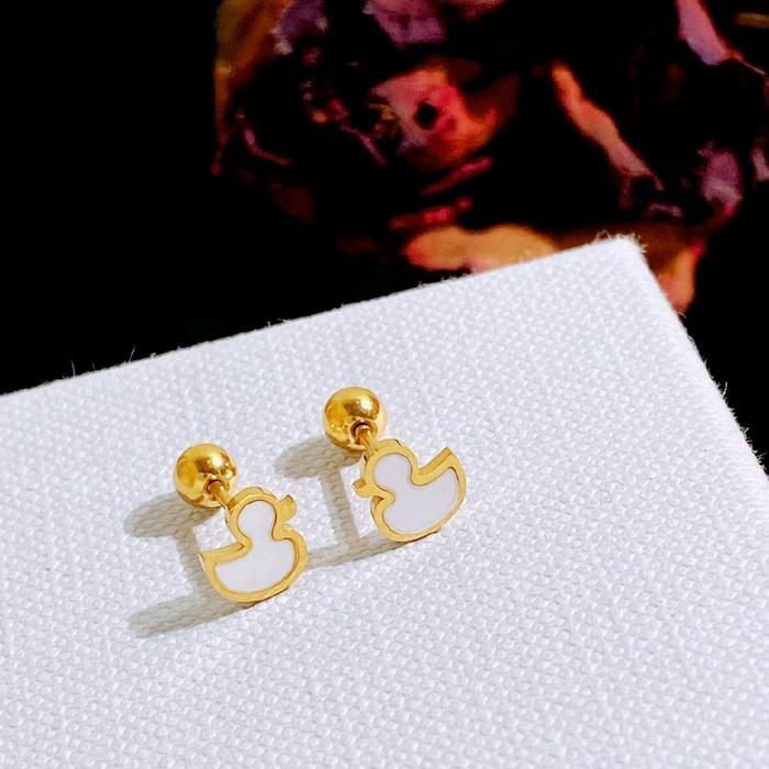 Anting Duck Bear Dolphin Anak Dewasa • Titanium Anti Karat Perempuan Perempuan - duck