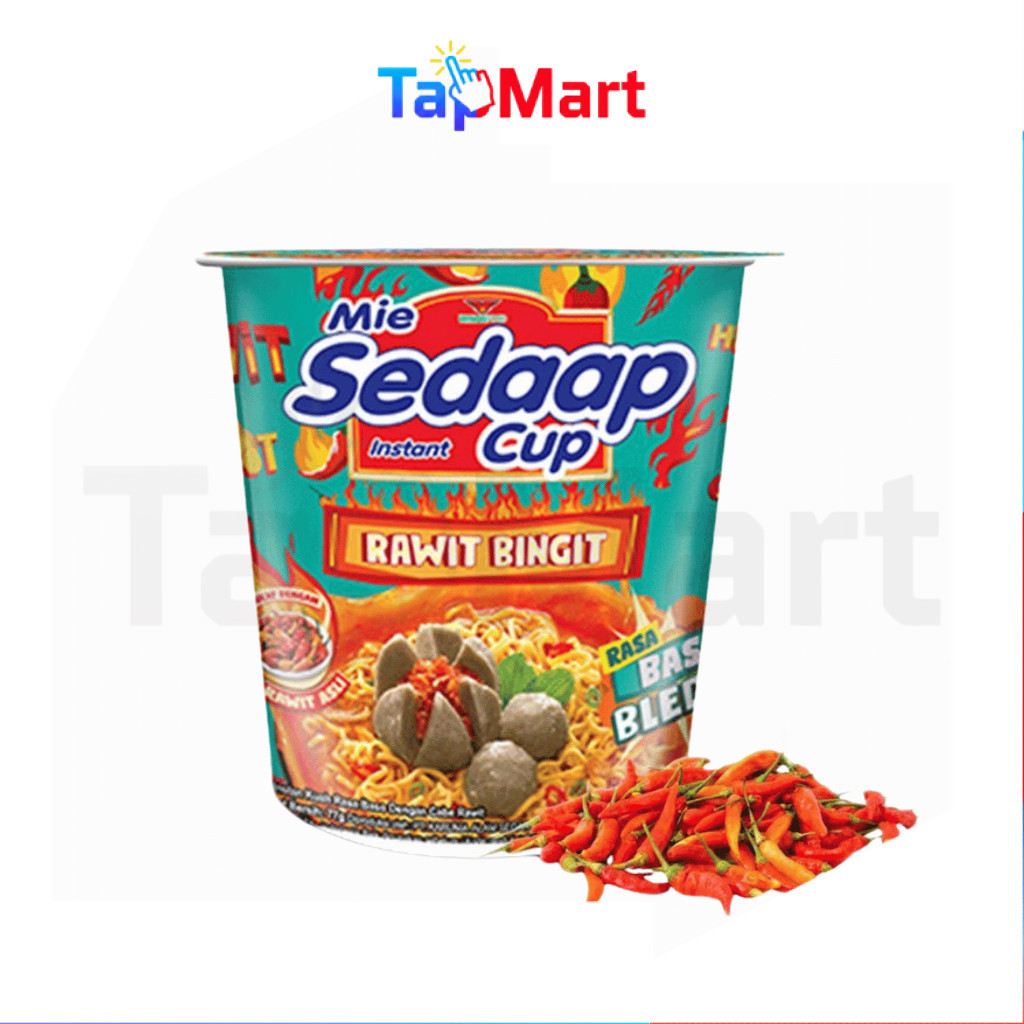 TapMart - Mie Sedaap SEDAP CUP Rawit Bingit Baso Bleduk 77 gr Mi Bakso Noodles