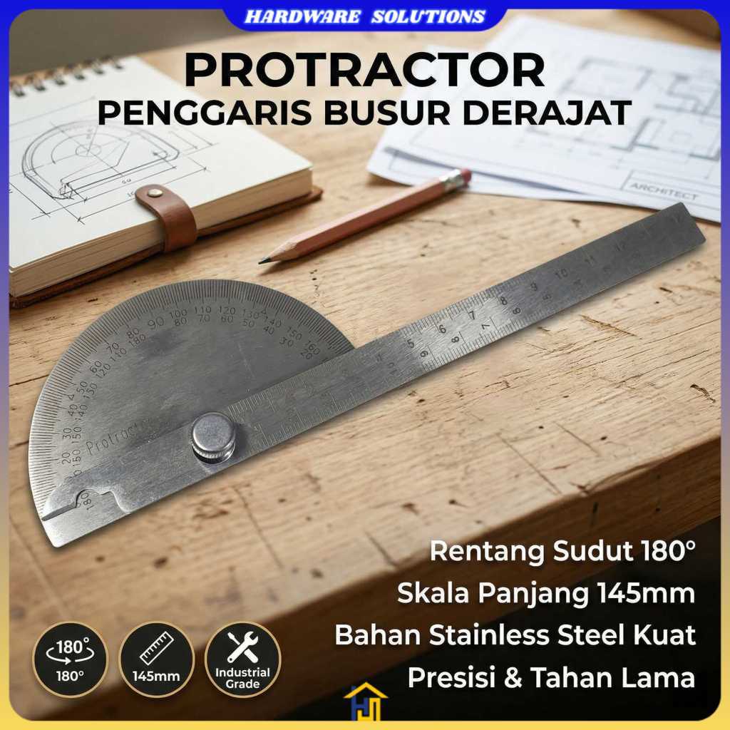 Penggaris Busur Derajat Measuring 145mm 180Degree - PR180