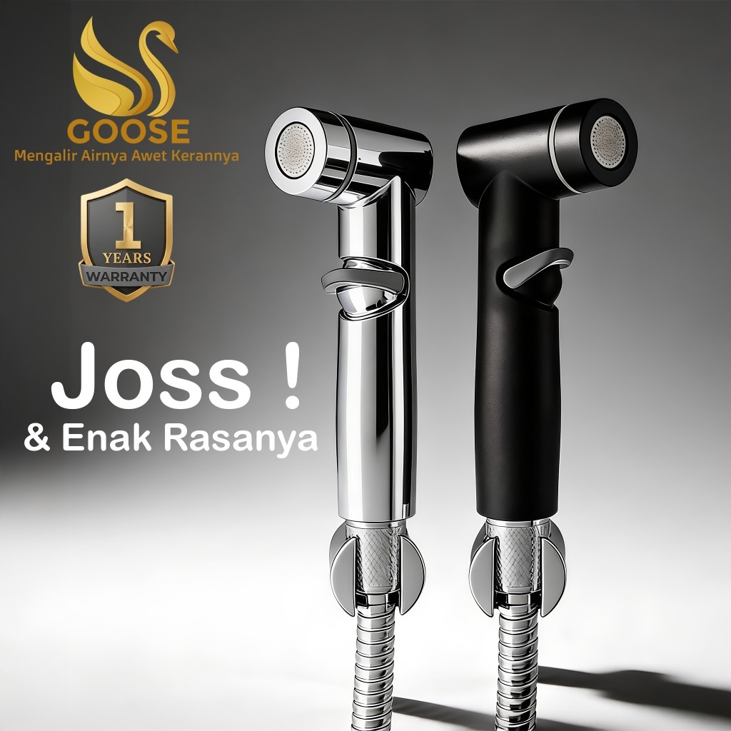 GOOSE JT203 Jet Shower Toilet Bidet Closet - Chrome/Black/Ash, Manual, 14cm