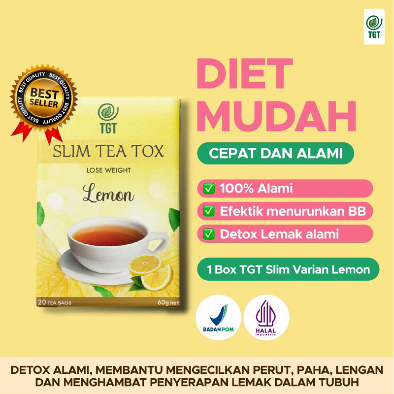 PROMO TGT SLIM Tea Tox LEMON - Teh Detox Penurun Berat Badan Diet 1 BOX