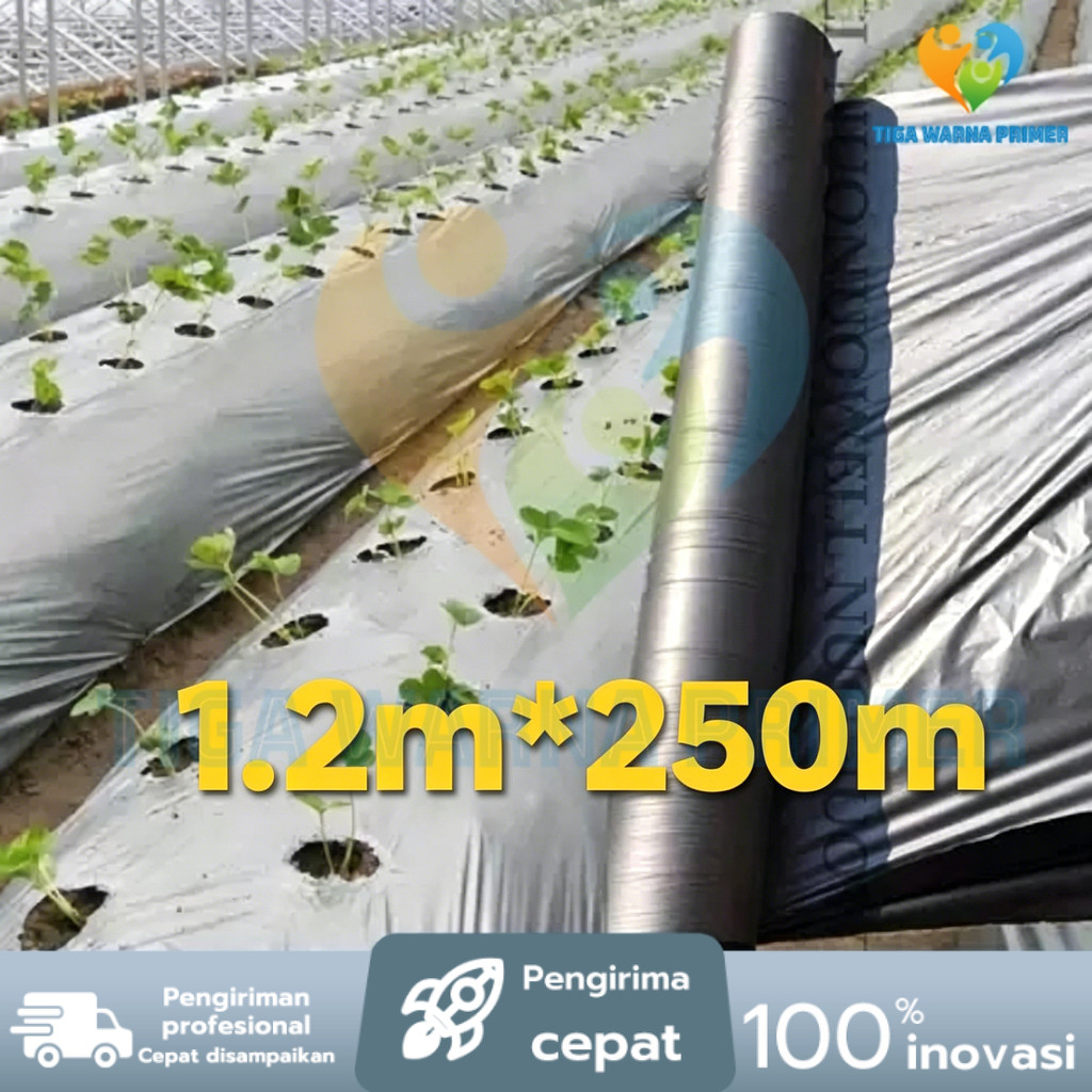 Per Roll Mulsa Hitam Perak Lebar 60cm-120cm/Mulsa Hitam Perak 1 Roll Panjang 250meter/Mulsa Hitam Pe