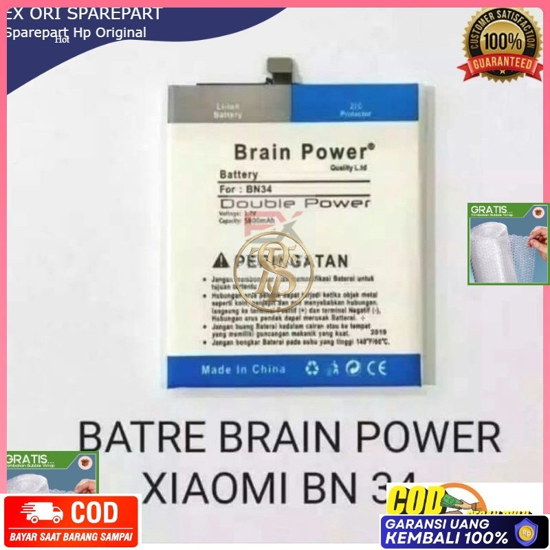 PROMO 6.6 EX KOMPATIBLE GARANSI DOUBLE POWER 5000 MAH Baterai Doblepower BN34 xiaomi Redmi 5A brainp