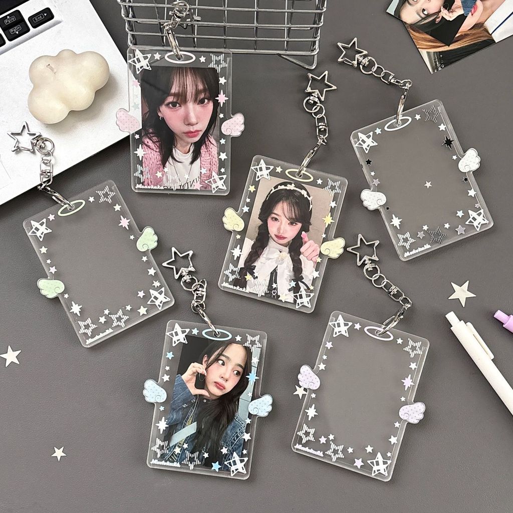 CAHOL AKRILIK ANGEL WING STAR 2 SISI KPOP PHOTOCARD HOLDER HARD CASE TRANSPARAN INS STYLE GANTUNGAN 