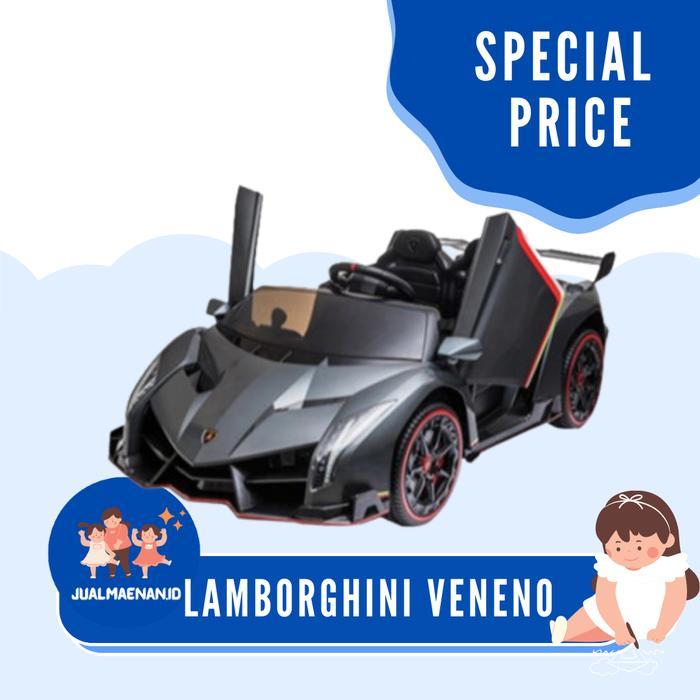 Mainan Anak Mobil Aki Yukita Lamborghini Veneno Mobilan Aki Ban Karet