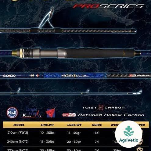 Joran Daido Oceanic Pro Series 240 270 300 Carbon Hollow Ring Fuji Joran Pancing Pinggir Laut alat -