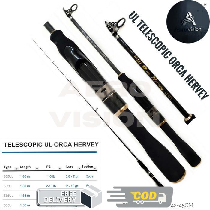 Joran Ultralight Telescopic Orca Hervey 565L dan 605UL Ringan Carbon Lure - 605UL