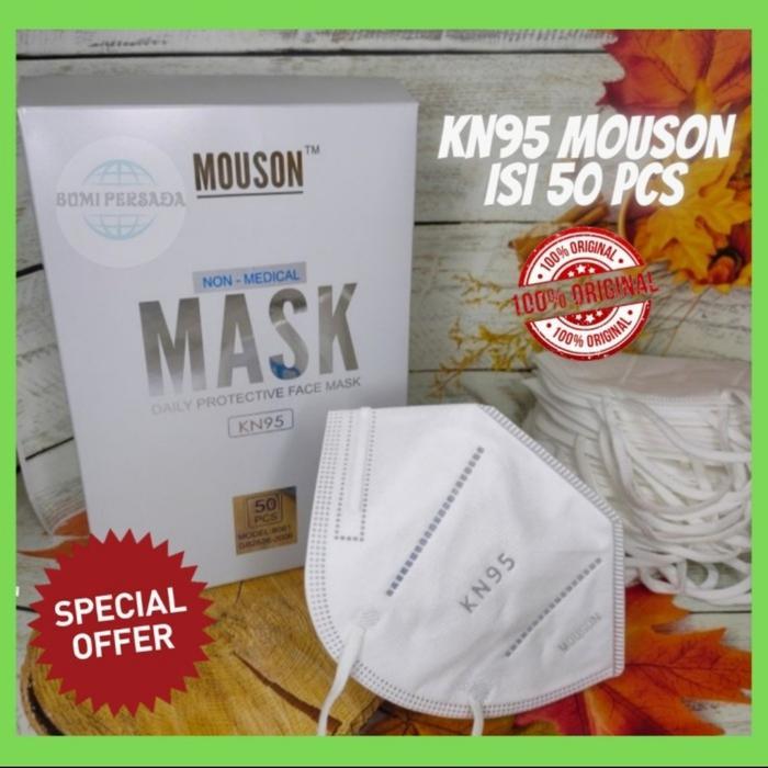 Masker Kn95 Mouson 5ply Medis surgical KN 95 Kemenkes earloop 5 ply - Mouson 50 Putih
