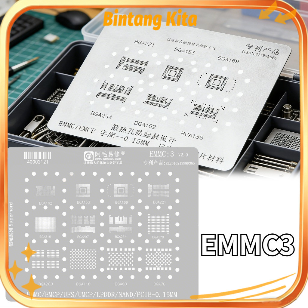 Plat Cetakan EMMC3 UFS NAND UMCP Amaoe IC BGA Original