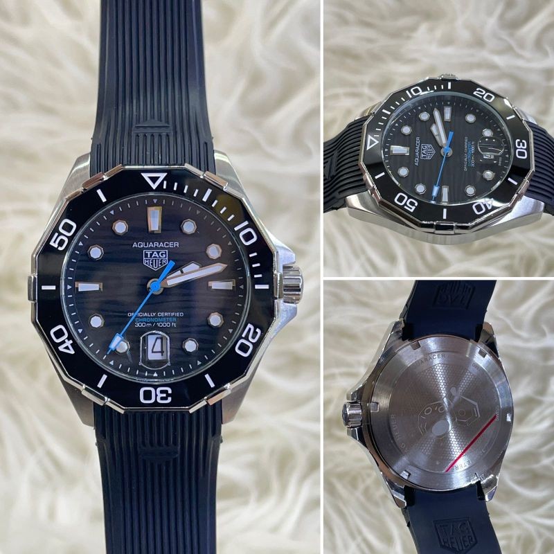 BAJU TANGAN HEUER AQUARACER BLACK RUBBER AUTOMATIC SUPER QUALITY #jamtanganpria #tagheuer