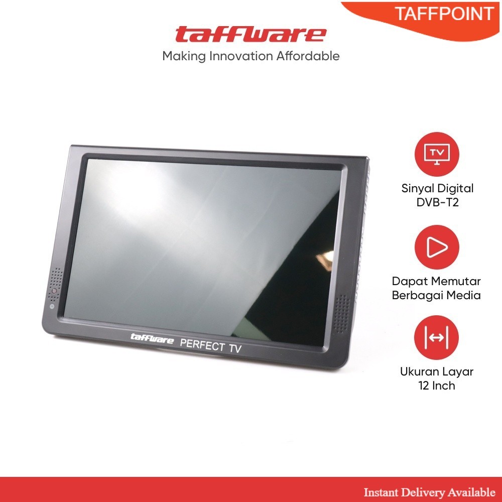 Taffware Portable TV Monitor 12 Inch DVB-T2 - D12 - Black