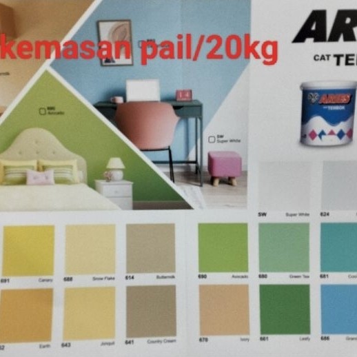 cat aries 20kg,cat tembok aries 20 kg WARNA LENGKAP