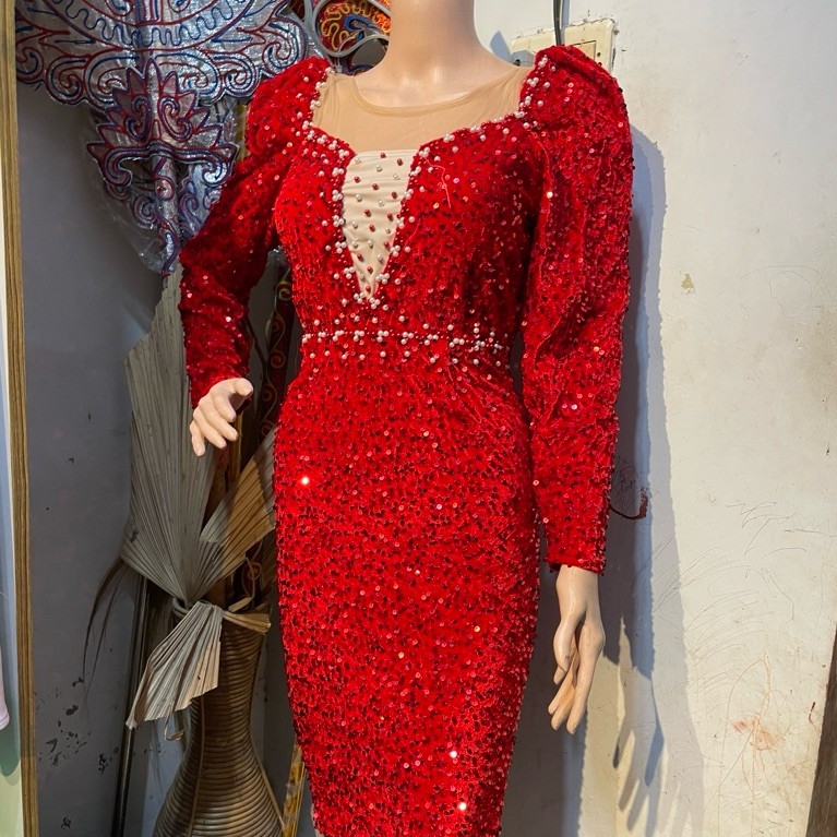 baju penyanyi squin merah
