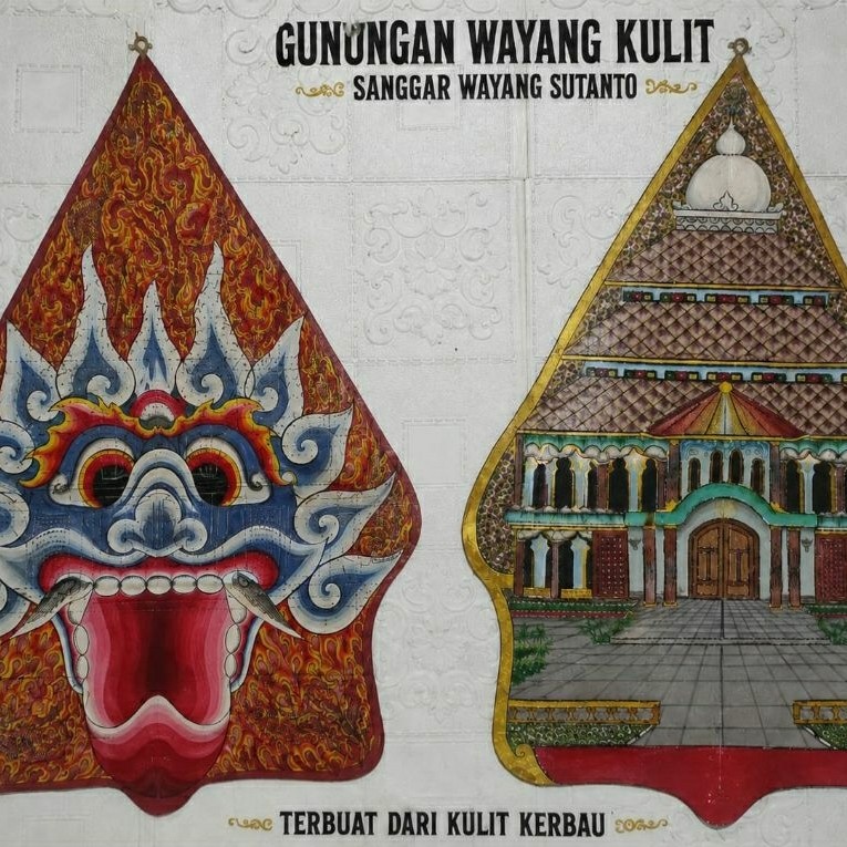 Wayang kulit handmade - Gunungan masjid, kulit kerbau
