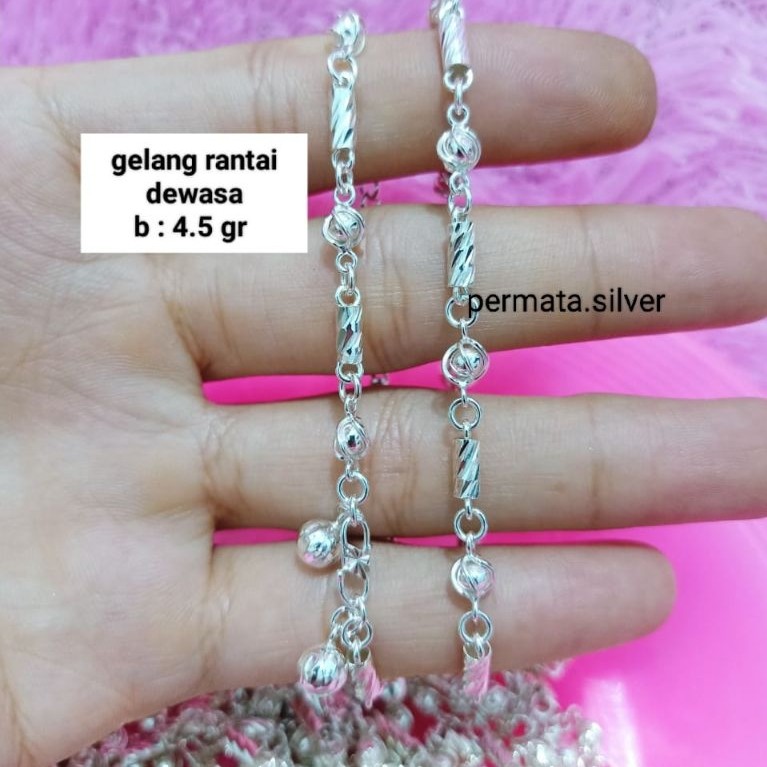 Gelang Rantai Dewasa Bambu Perak 925 Asli