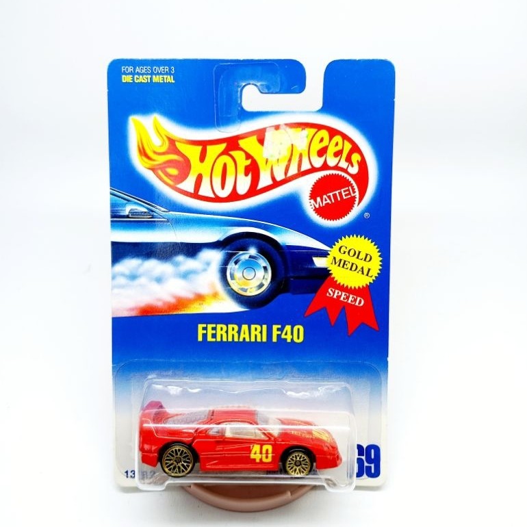 VINTAGE 1995 Hot Wheels FERRARI F40 #69 RED GOLD MEDAL SPEED Series Gold Lace