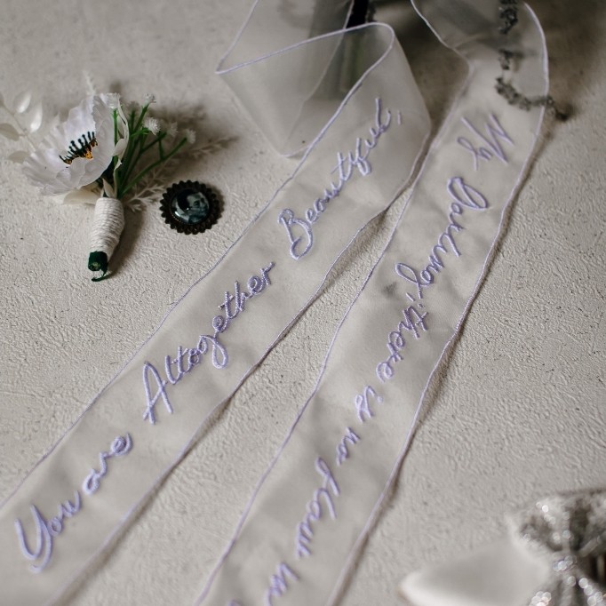What Bride Needs | Pita Buket Pita Rambut Wedding Custom | Pita Bordir Custom |Silk Ribbon Bouquet W