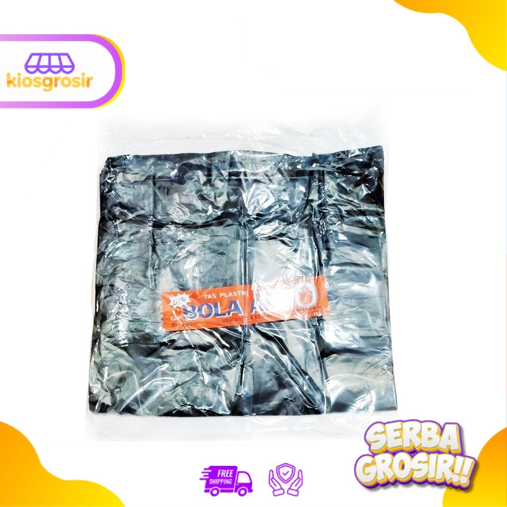 KIOSGROSIR Tas Kantong Kresek BOLA API 28 02 48 Hitam Besar 50 Lbr Platik