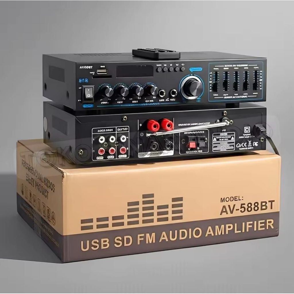Amplifier FLECO AV-588BT Fitur Komplit Bluetooth / Karaoke / USB / SD Card / Radio FM / Remot | Ampl
