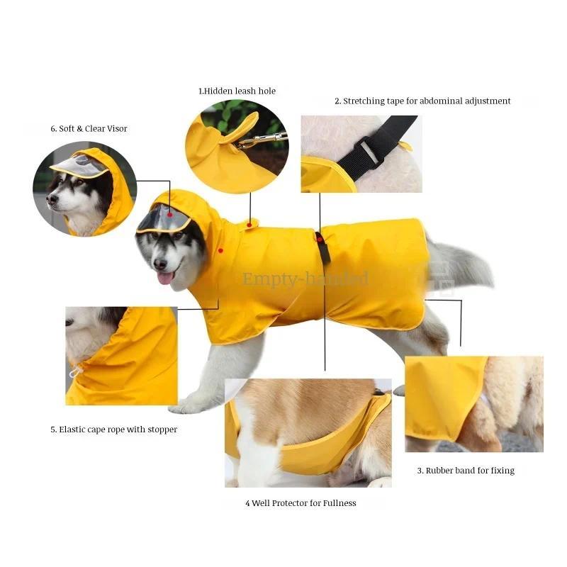 Raincoat For Large s PU Waterproof Windproof Pet Clothes Tummy Protection Waterproof PU Supplies Coa