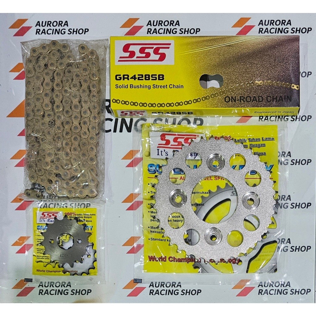 GEAR SET SSS 428 SUPRA X 125 - SUPRA X 125 HELM IN -  BLADE  - REVO  - SUPRA FIT NEW - KHARISMA & RA