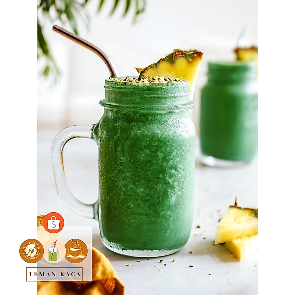 Harvest Jar Polos| Gelas Jar | Gelas Gagang Dengan Tutup Plastik