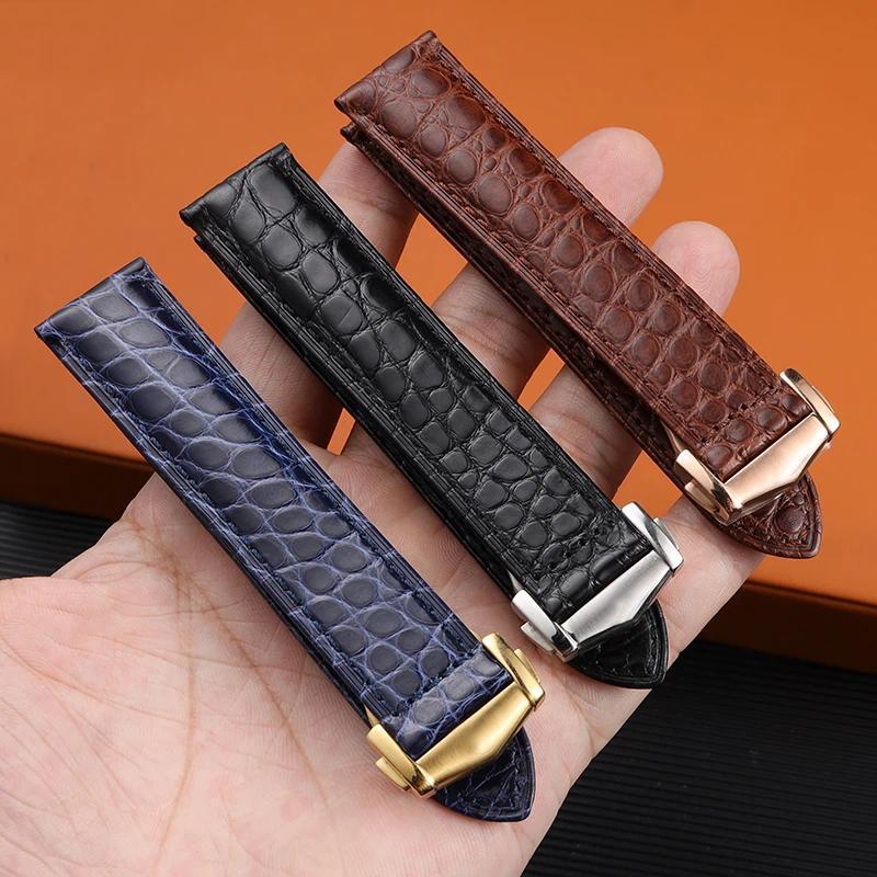 Untuk Tali Jam Tangan Kulit Asli Omega Crocodile De Ville Seahorse Super Tali Jam Pria Abracelet18mm