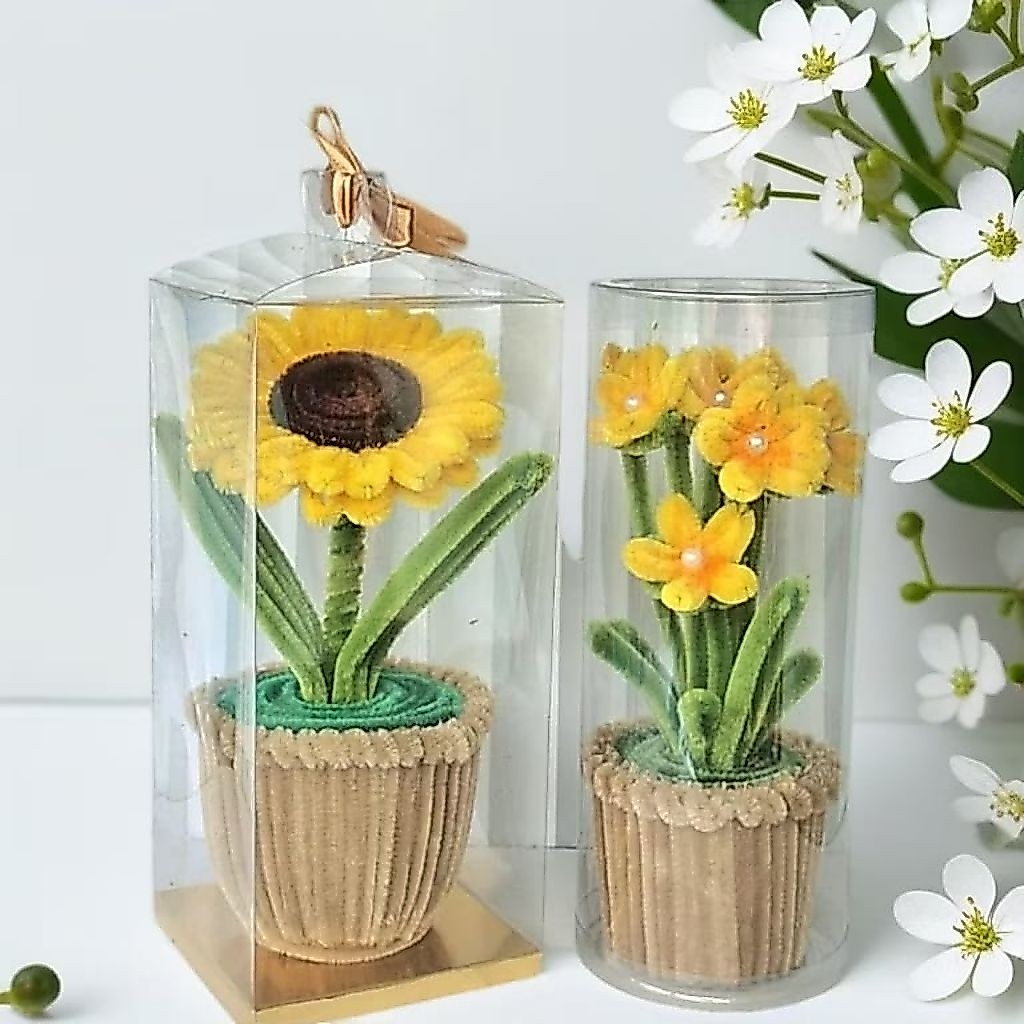 [HANYA MIKA] Mika Packing Souvenir Mika Pot Bunga Kawat Bulu Mika Kotak Free Pita