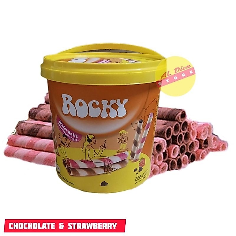 Wafer Rolls Rocky Cho Cho Mix Chocolate Strawberry 300gr Sweet Togetherness Astor Dolpin Premium Sna