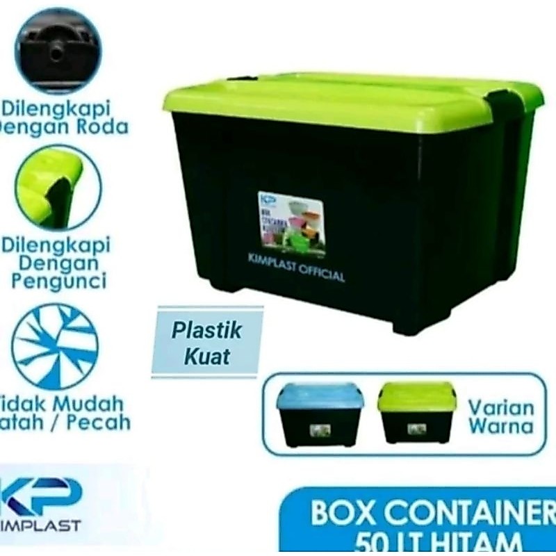 Box Container Kimplast 50 Liter Hitam Ada Roda