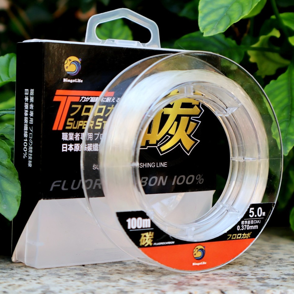 Senar Fluorocarbon Carbon Murni 100m Transparan Kuat Lentur Rendah Tahan Gesek Untuk Sambungan Leade