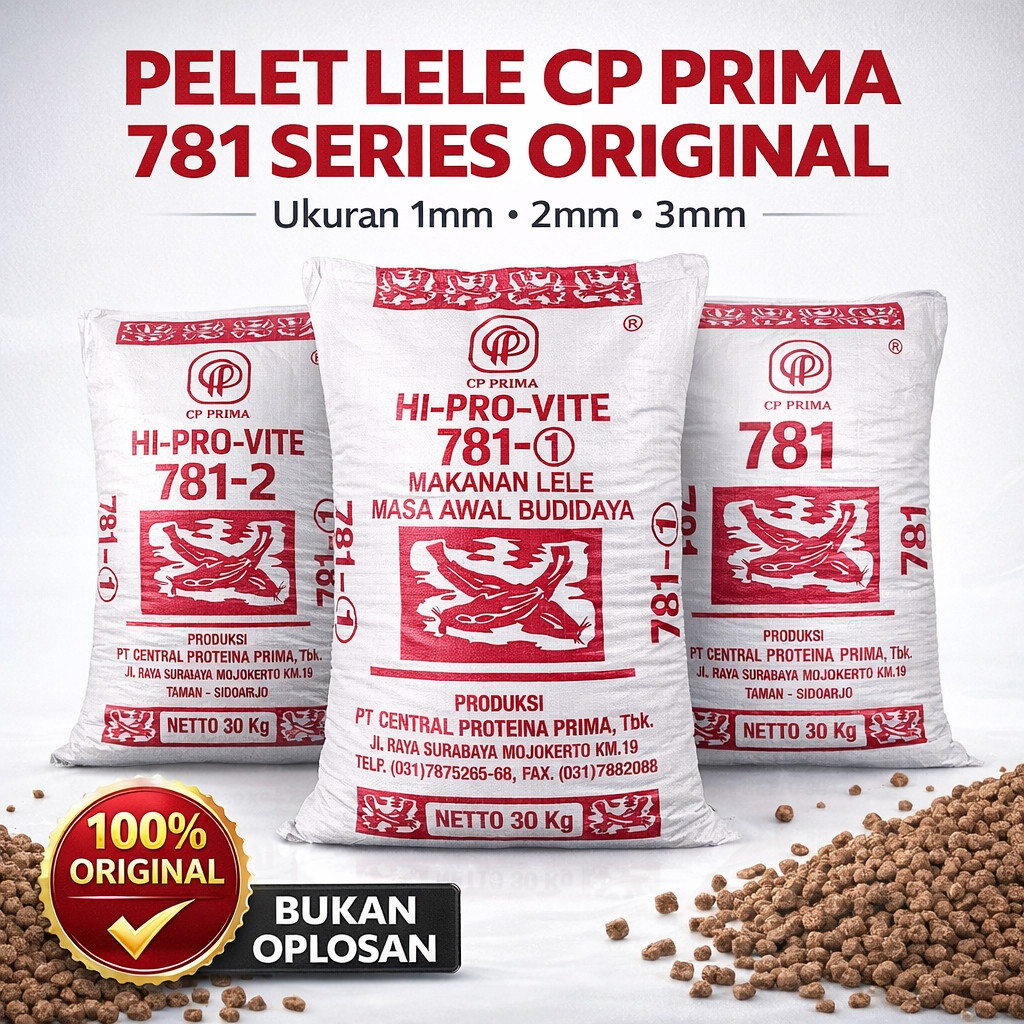 Pelet Ikan Lele Hi-Provite 781 Series Original 1mm 2mm 3mm Pakan Lele Apung (1 Kg) Hi Pro Vite