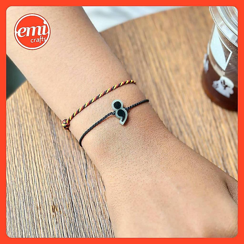 Emicraftt - Gelang Anxiety Semicolon - Mental Health Bracelet Glow In The Dark