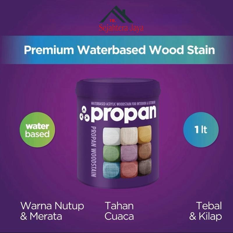 PROPAN Woodstain PWS-631 1 Liter - Cat Politur Kayu Vernis Air | Plitur Kayu Interior Exterior Anti 