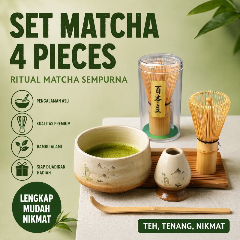 Set Alat Matcha Mangkuk Matcha Chasen Bambu Jepang Hadiah Tea Set Sakura Tradisional Elegan