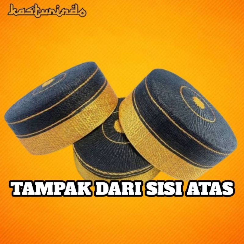 READY Kopiah Recca Bugis Bone Peci Reca Songkok khas Sulawesi - Kuning / Gold Spon Premium UHJ